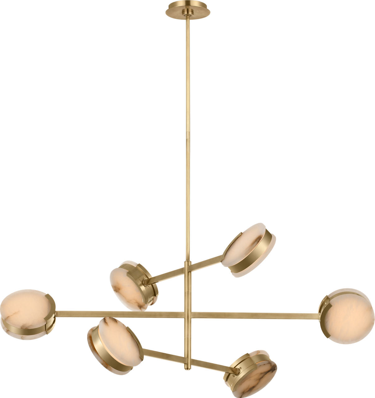 Melange 48" Multi-Positional Chandelier | Antique-Burnished Brass | Alabaster