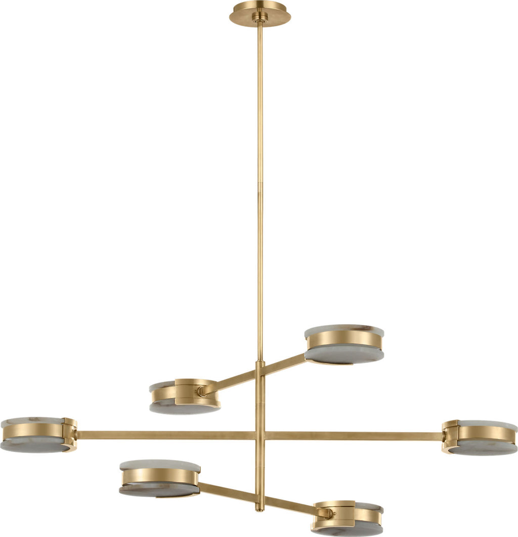 Melange 48" Multi-Positional Chandelier | Antique-Burnished Brass | Alabaster