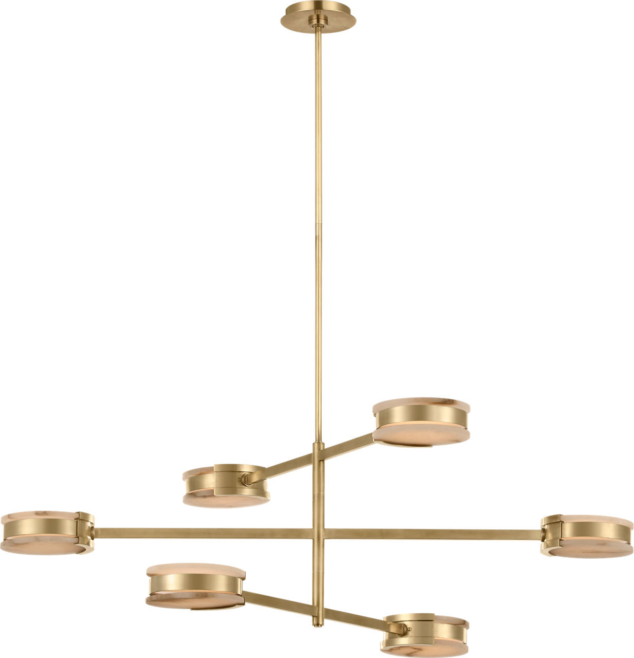 Melange 48" Multi-Positional Chandelier | Antique-Burnished Brass | Alabaster