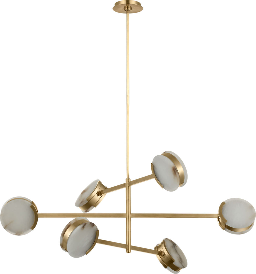 Melange 48" Multi-Positional Chandelier | Antique-Burnished Brass | Alabaster
