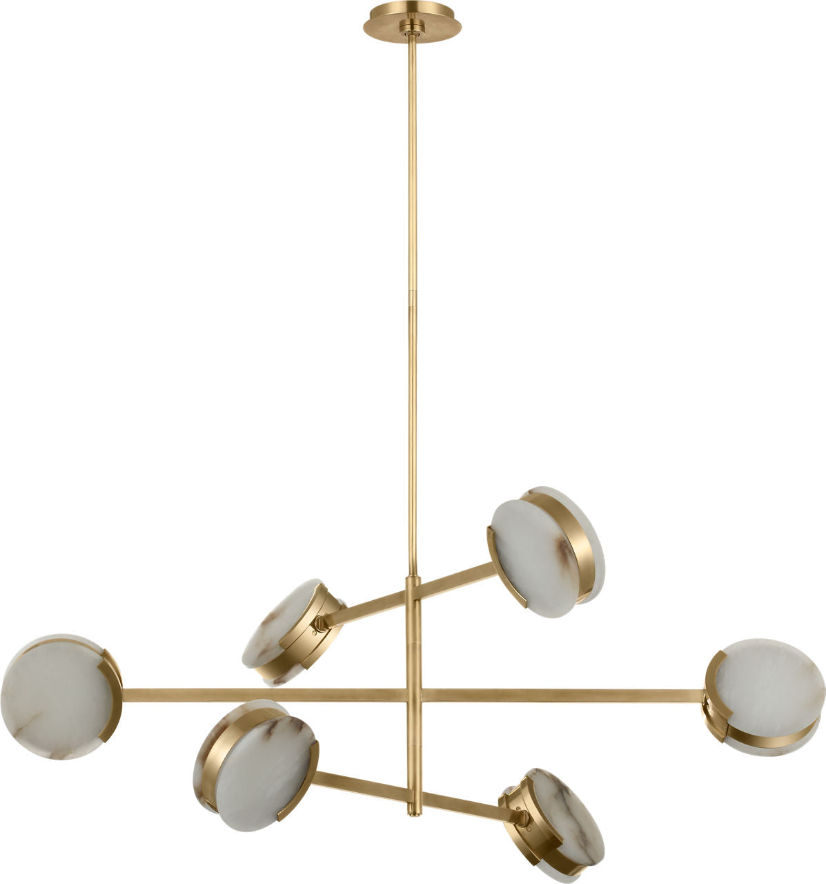 Melange 48" Multi-Positional Chandelier | Antique-Burnished Brass | Alabaster