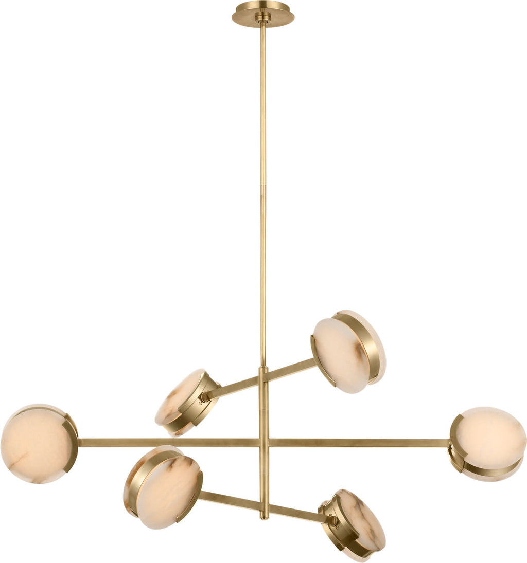 Melange 48" Multi-Positional Chandelier | Antique-Burnished Brass | Alabaster