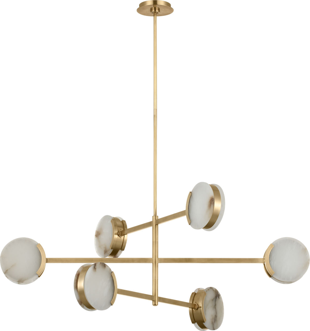 Melange 48" Multi-Positional Chandelier | Antique-Burnished Brass | Alabaster