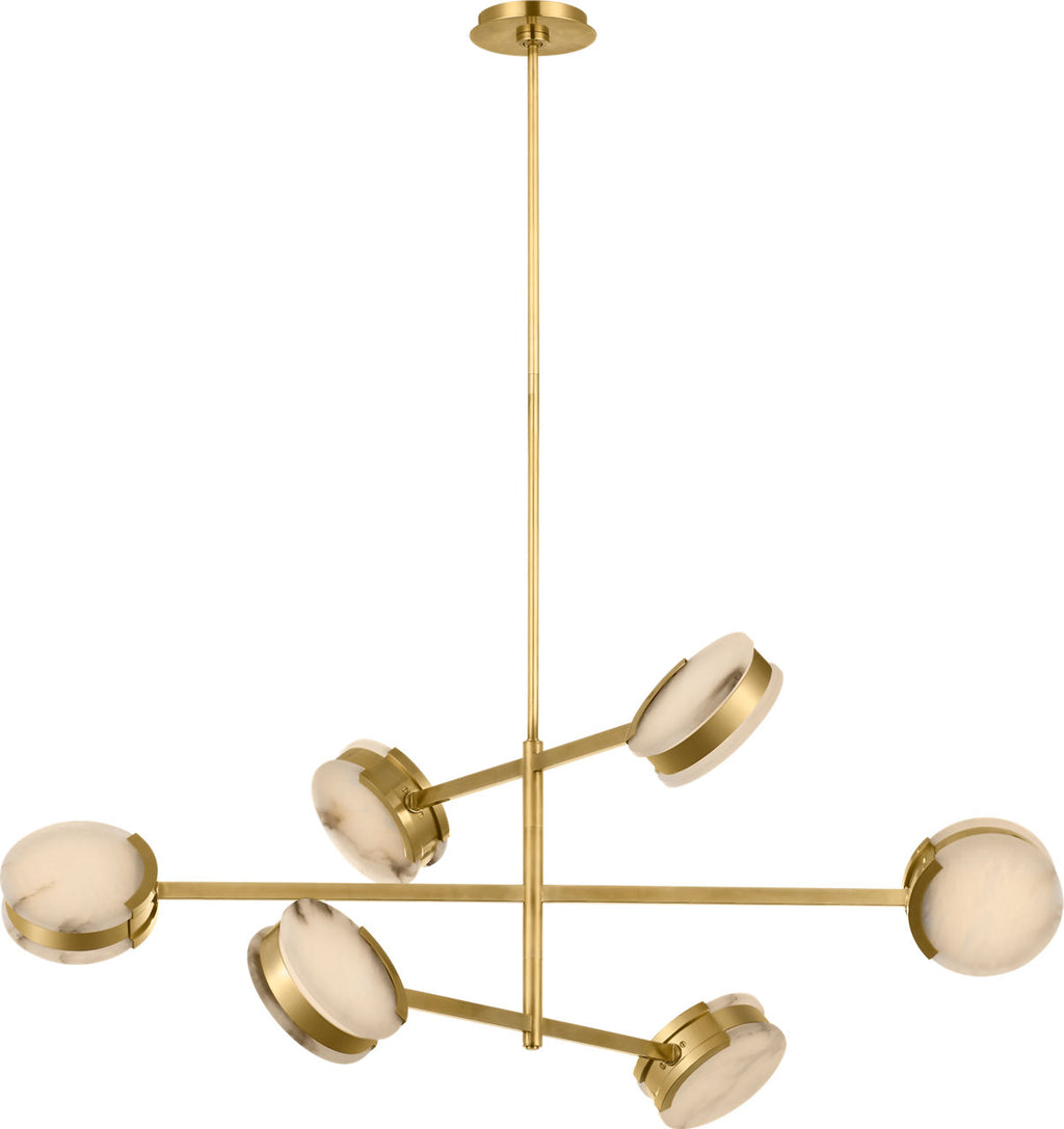 Melange 48" Multi-Positional Chandelier | Antique-Burnished Brass | Alabaster