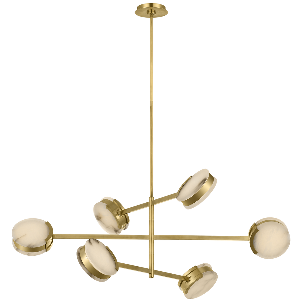 Melange 48" Multi-Positional Chandelier | Antique-Burnished Brass | Alabaster