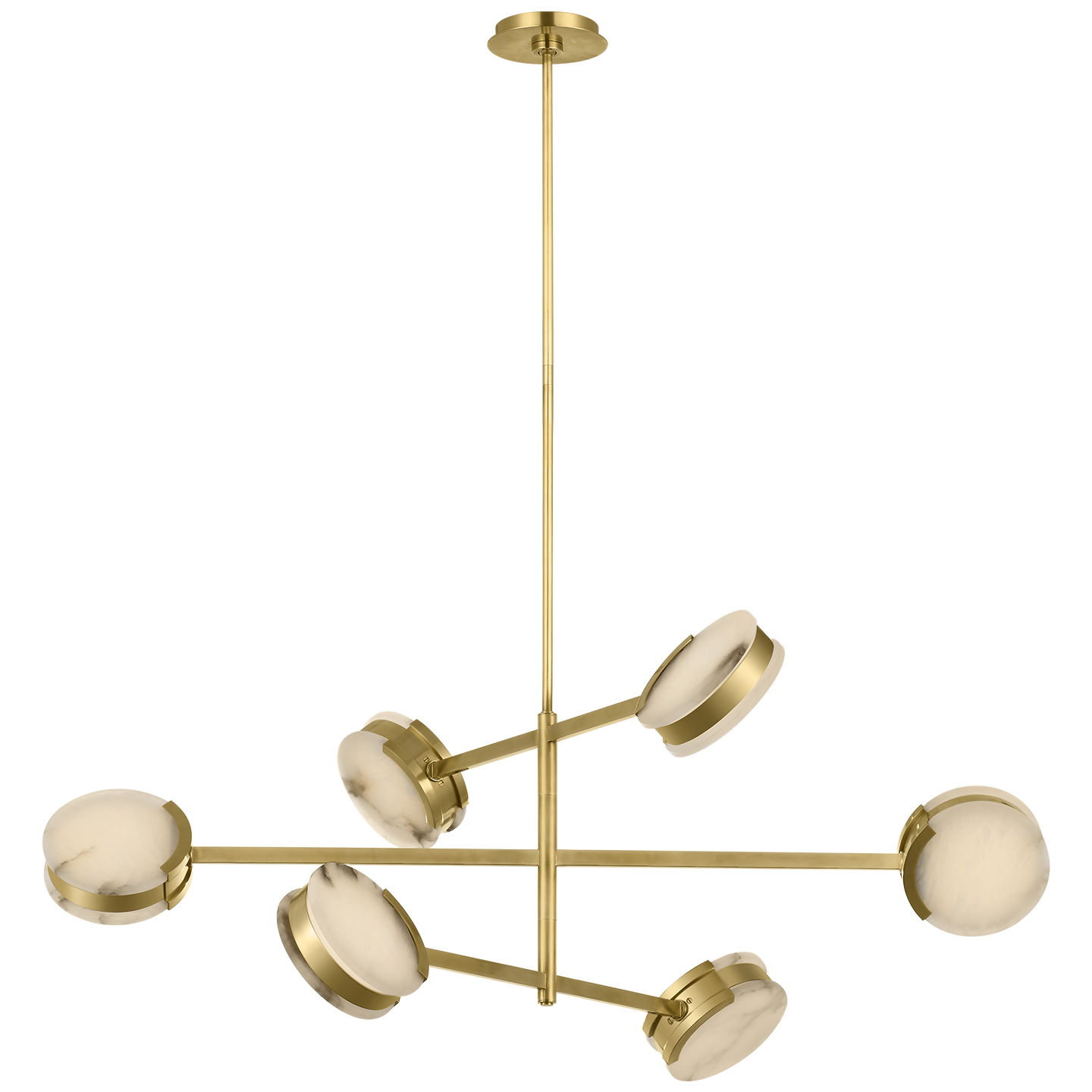 Melange 48" Multi-Positional Chandelier | Antique-Burnished Brass | Alabaster