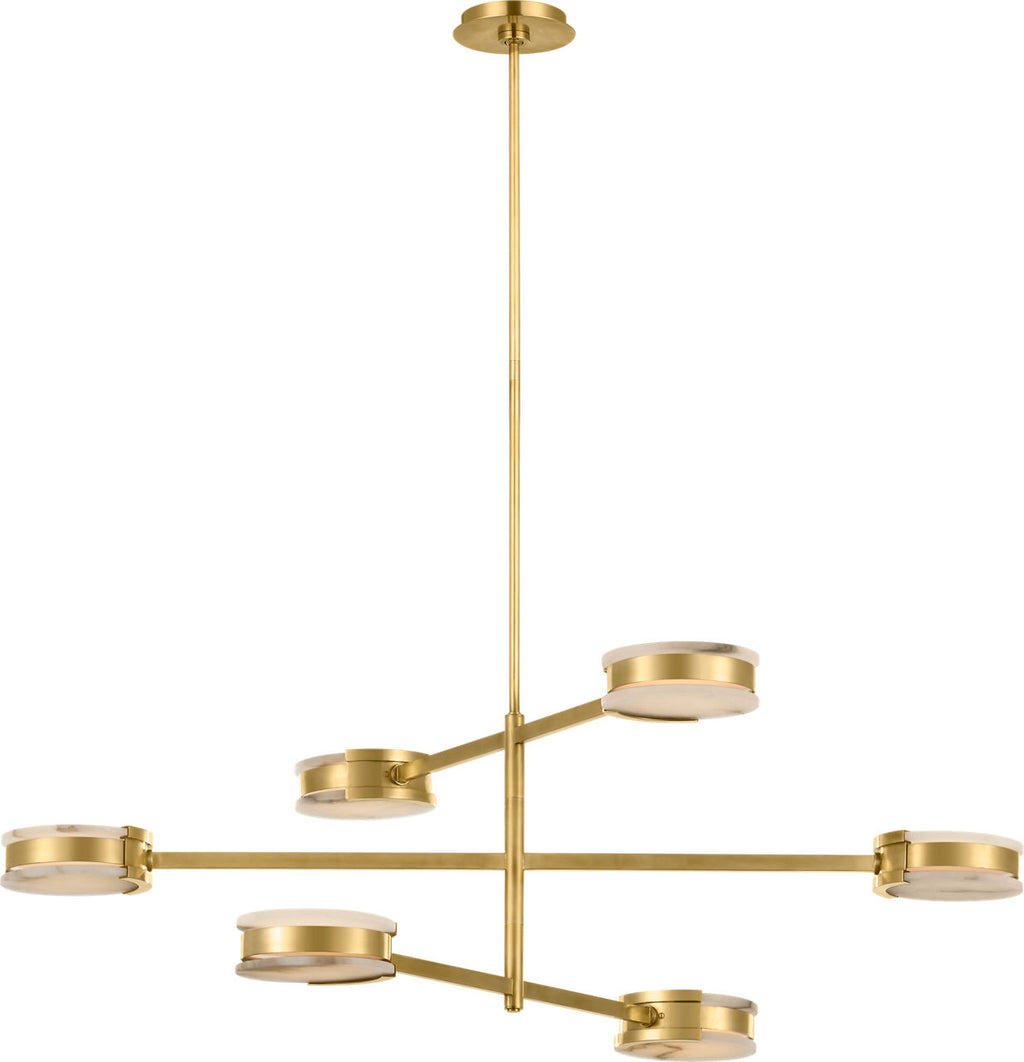 Melange 48" Multi-Positional Chandelier | Antique-Burnished Brass | Alabaster