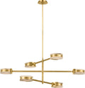 Melange 48" Multi-Positional Chandelier | Antique-Burnished Brass | Alabaster