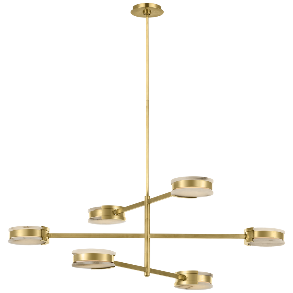Melange 48" Multi-Positional Chandelier | Antique-Burnished Brass | Alabaster