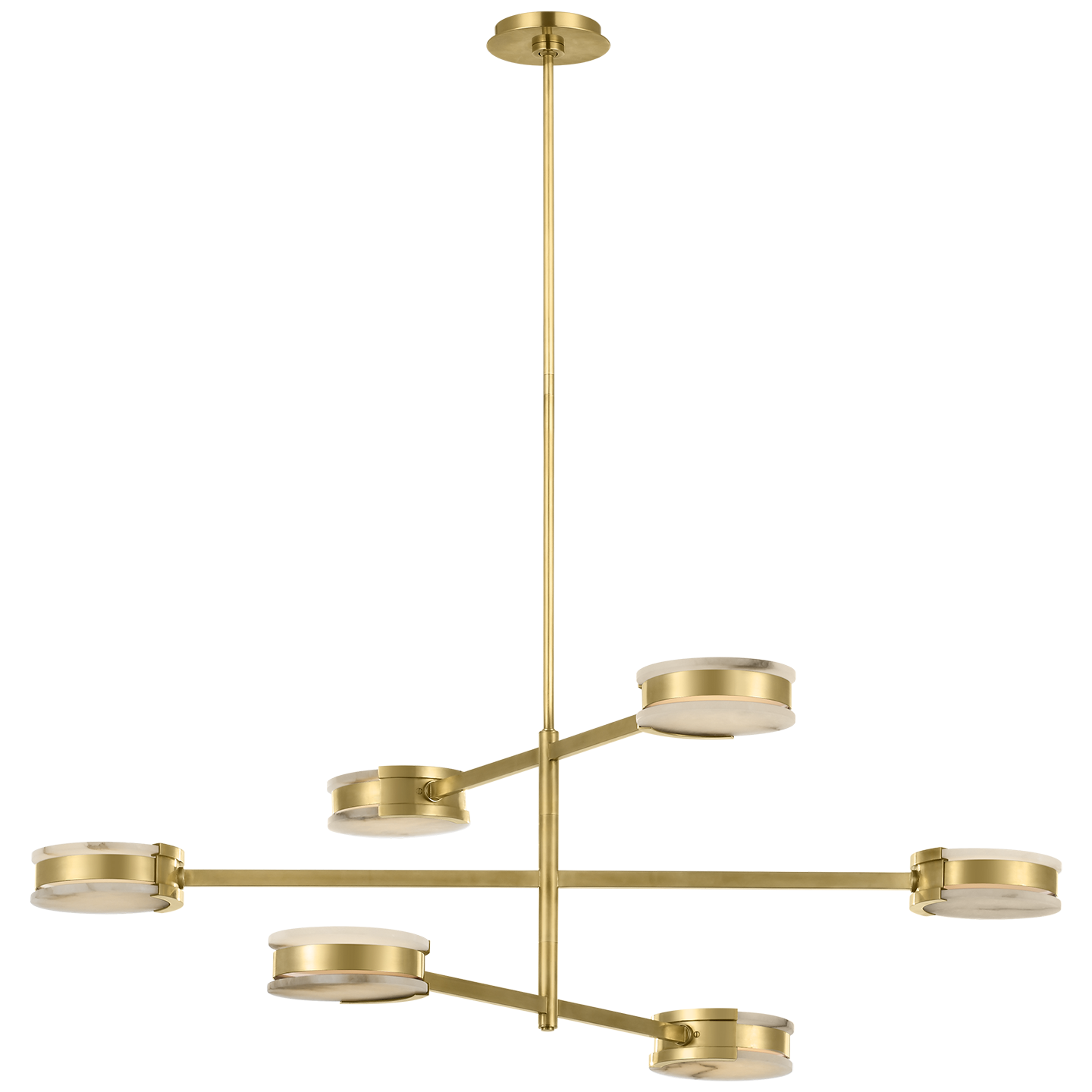 Melange 48" Multi-Positional Chandelier | Antique-Burnished Brass | Alabaster