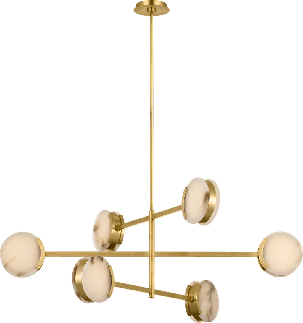 Melange 48" Multi-Positional Chandelier | Antique-Burnished Brass | Alabaster