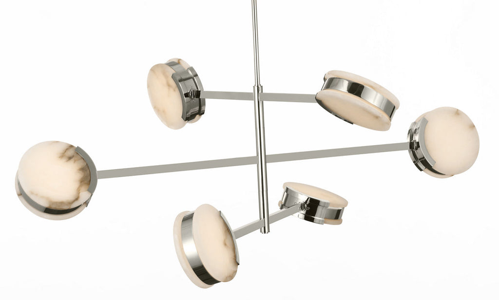 Melange 48" Multi-Positional Chandelier | Polished Nickel | Alabaster