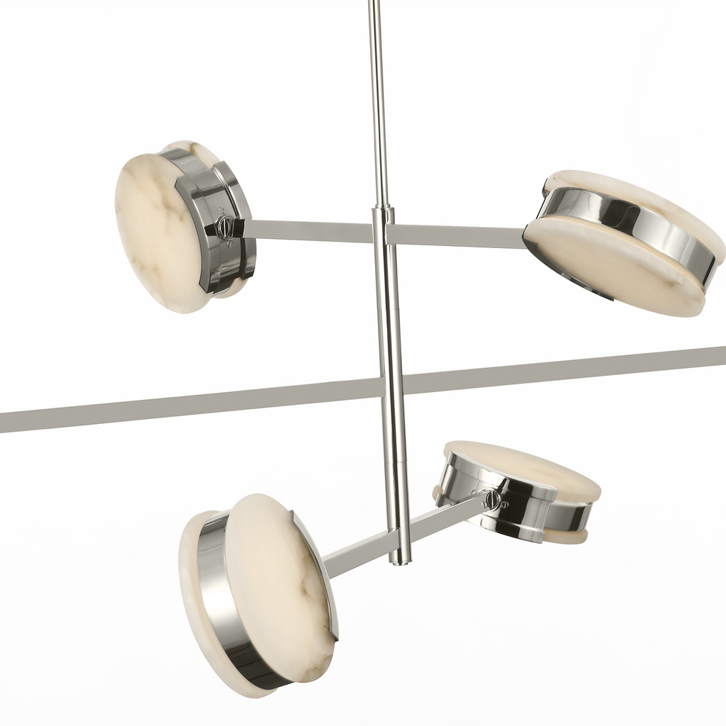 Melange 48" Multi-Positional Chandelier | Polished Nickel | Alabaster