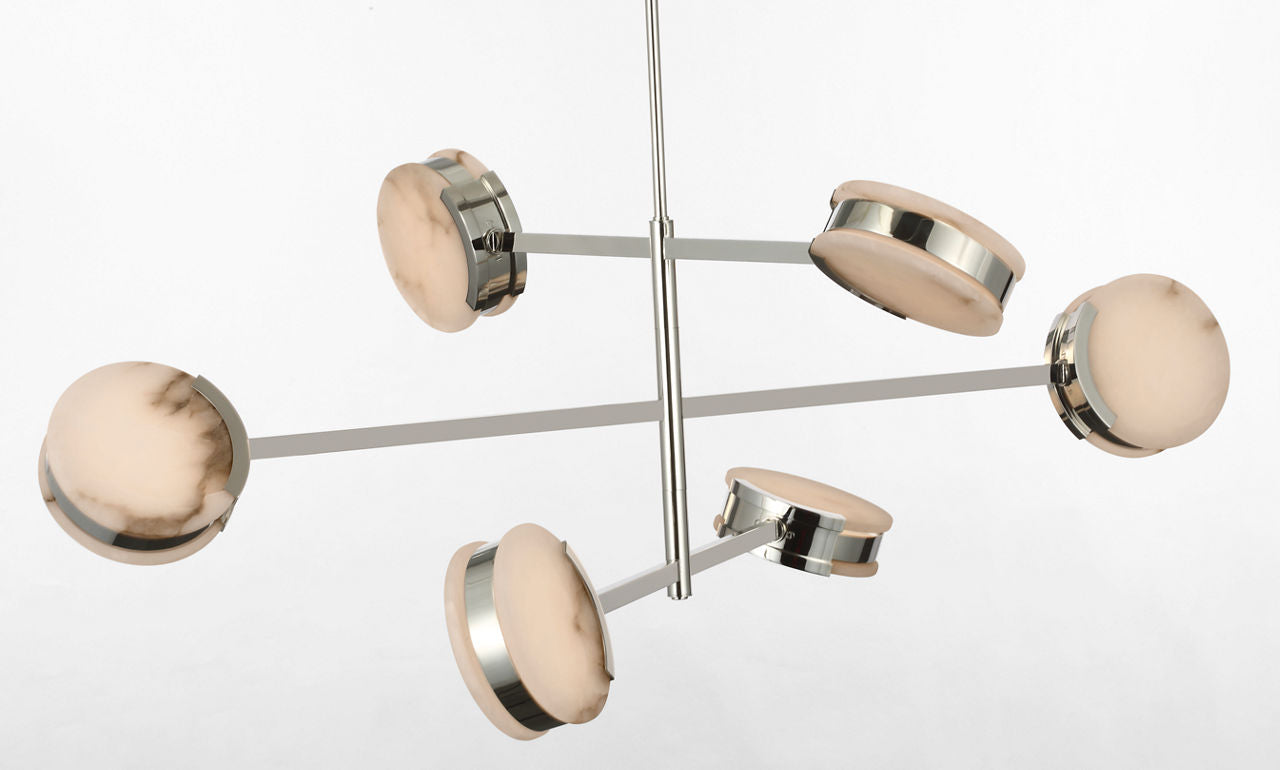 Melange 48" Multi-Positional Chandelier | Polished Nickel | Alabaster