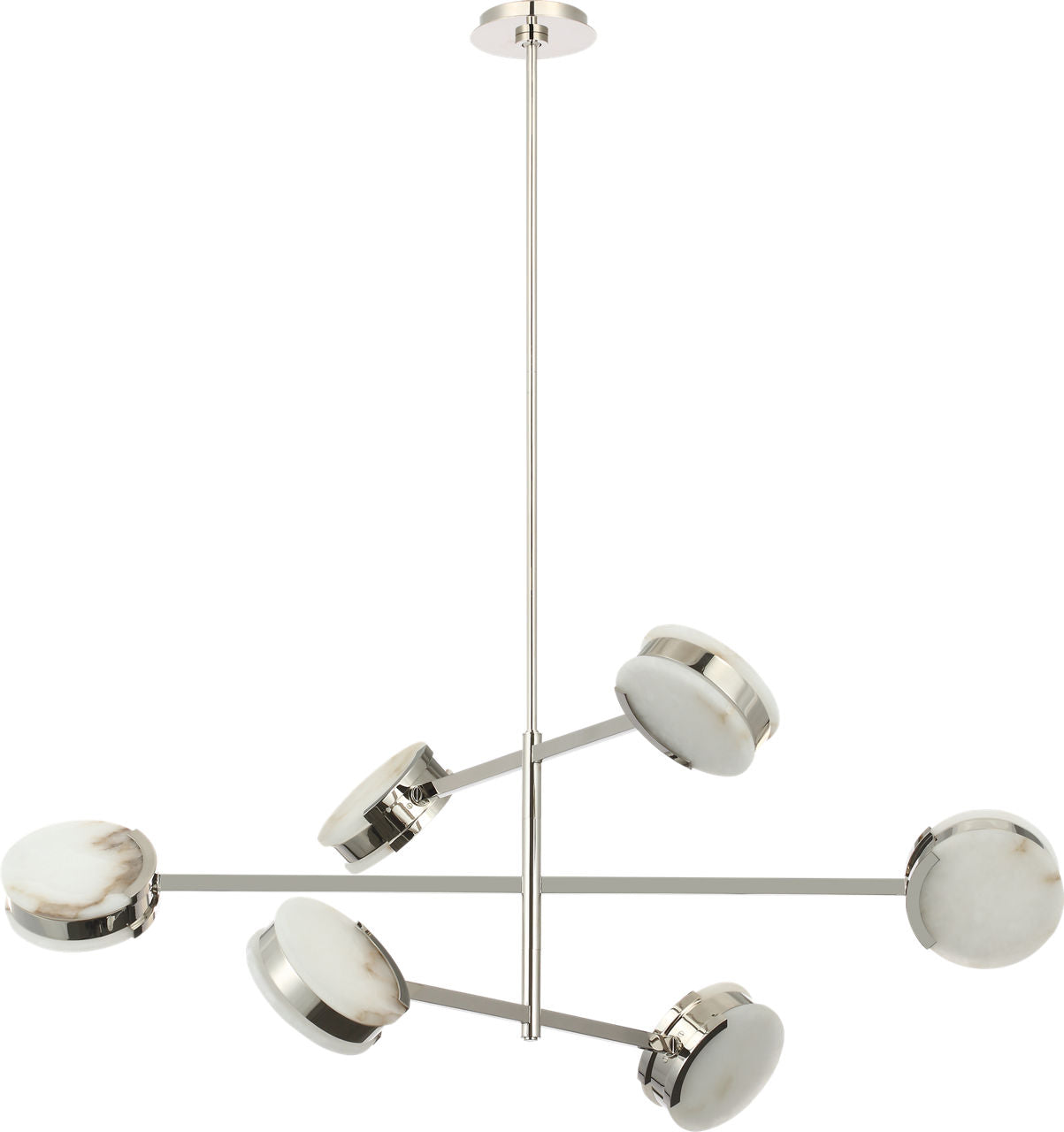 Melange 48" Multi-Positional Chandelier | Polished Nickel | Alabaster