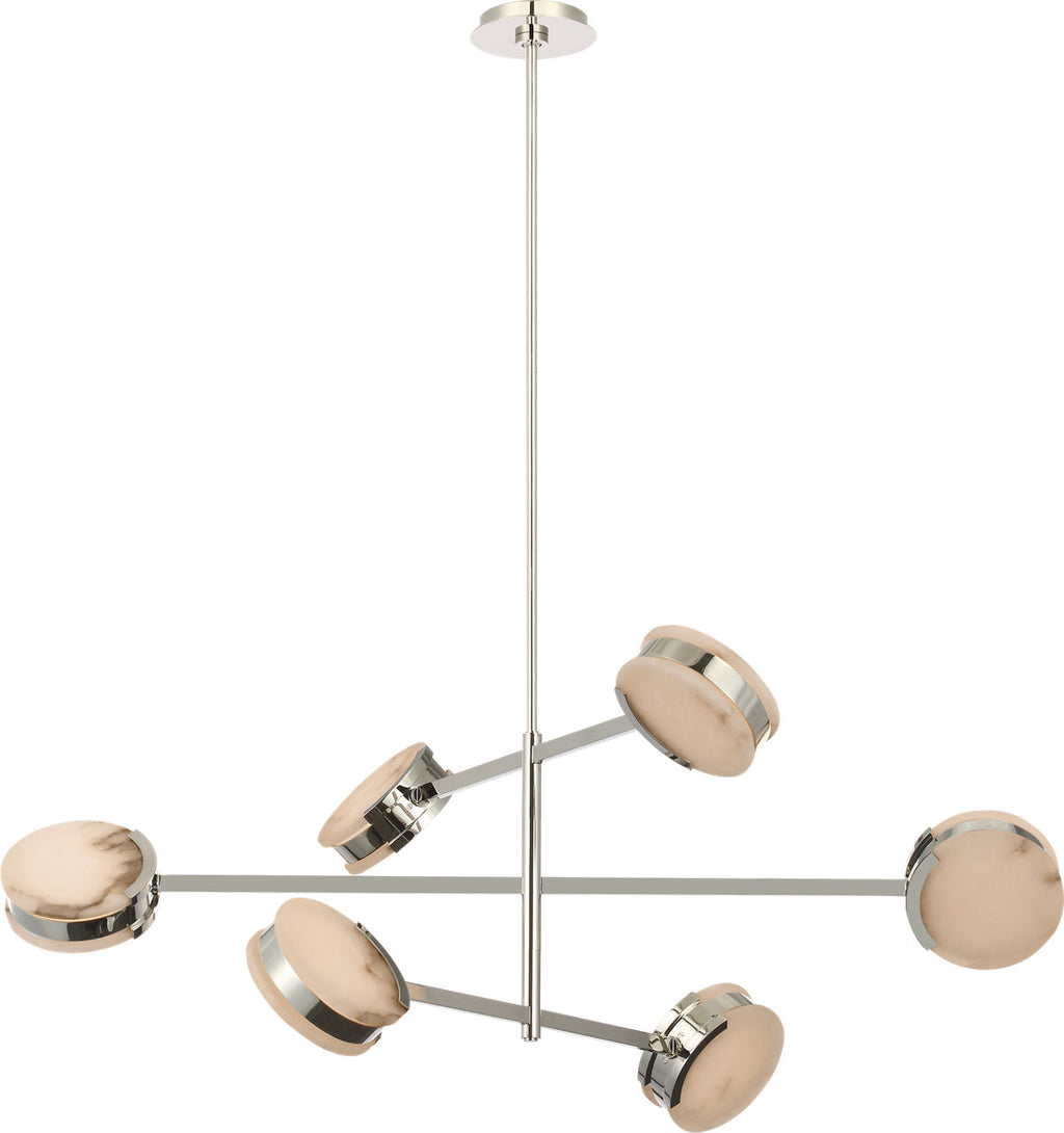 Melange 48" Multi-Positional Chandelier | Polished Nickel | Alabaster