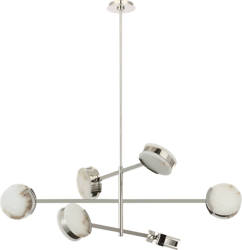 Melange 48" Multi-Positional Chandelier | Polished Nickel | Alabaster