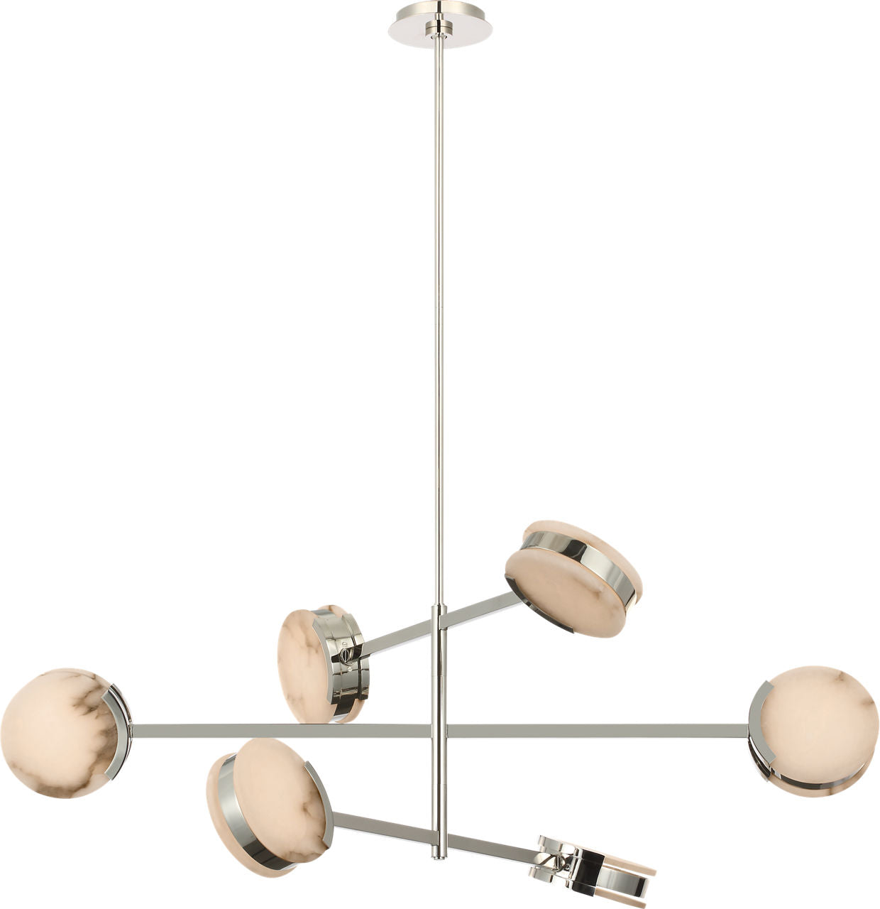 Melange 48" Multi-Positional Chandelier | Polished Nickel | Alabaster