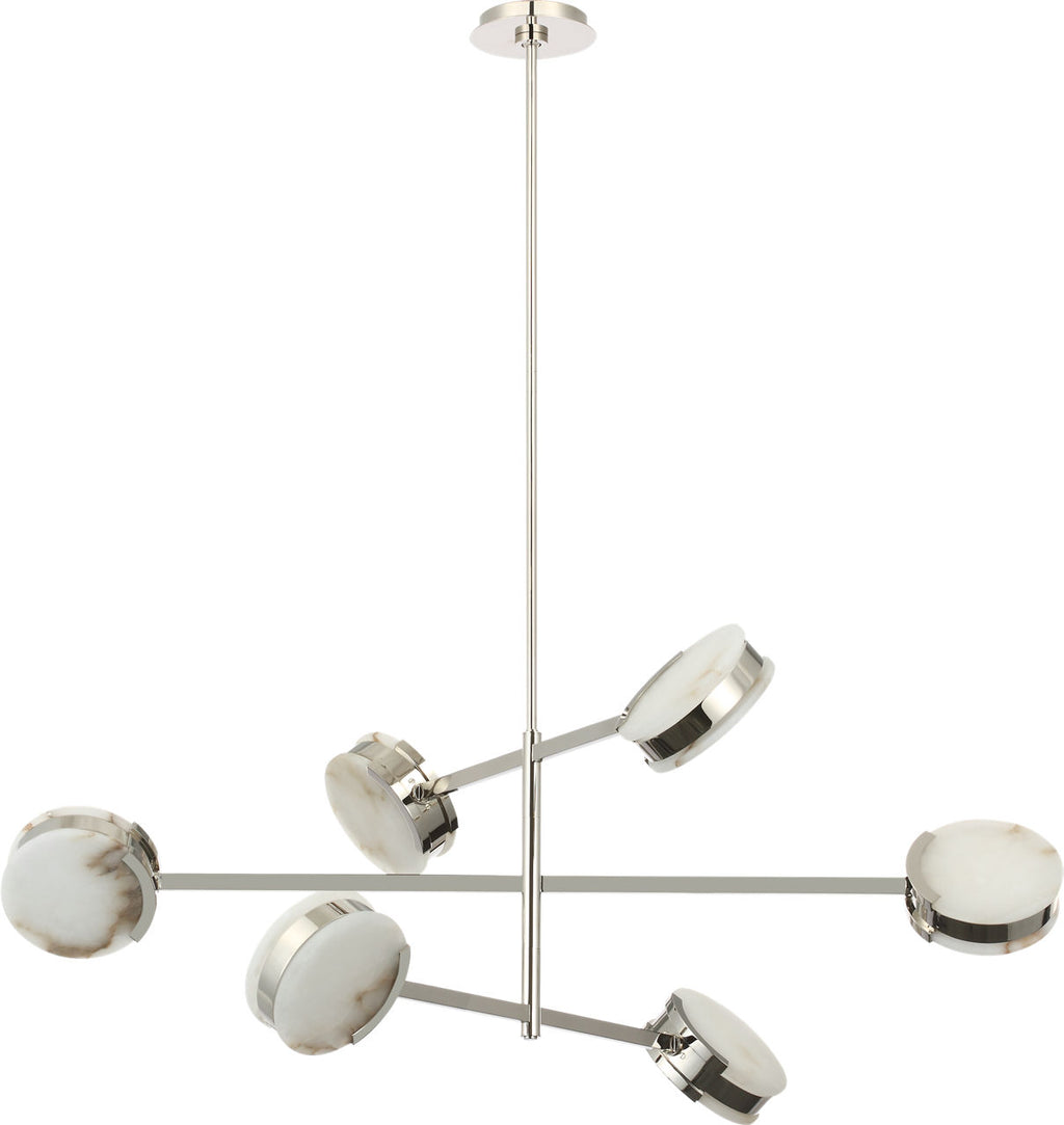 Melange 48" Multi-Positional Chandelier | Polished Nickel | Alabaster