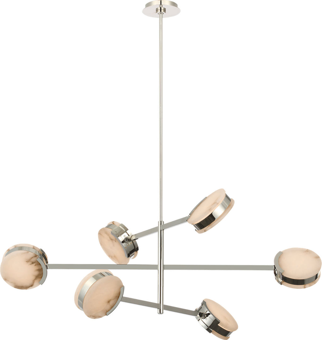 Melange 48" Multi-Positional Chandelier | Polished Nickel | Alabaster