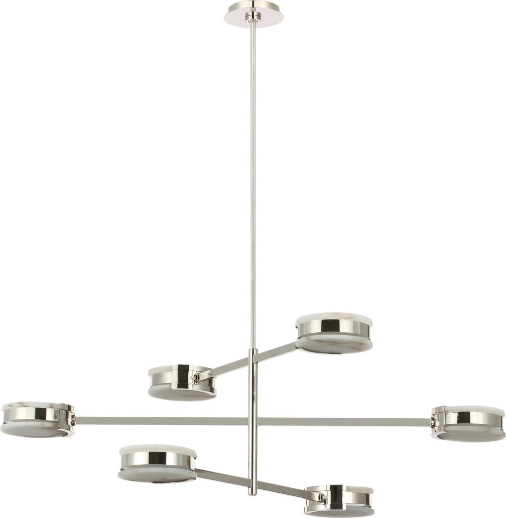 Melange 48" Multi-Positional Chandelier | Polished Nickel | Alabaster