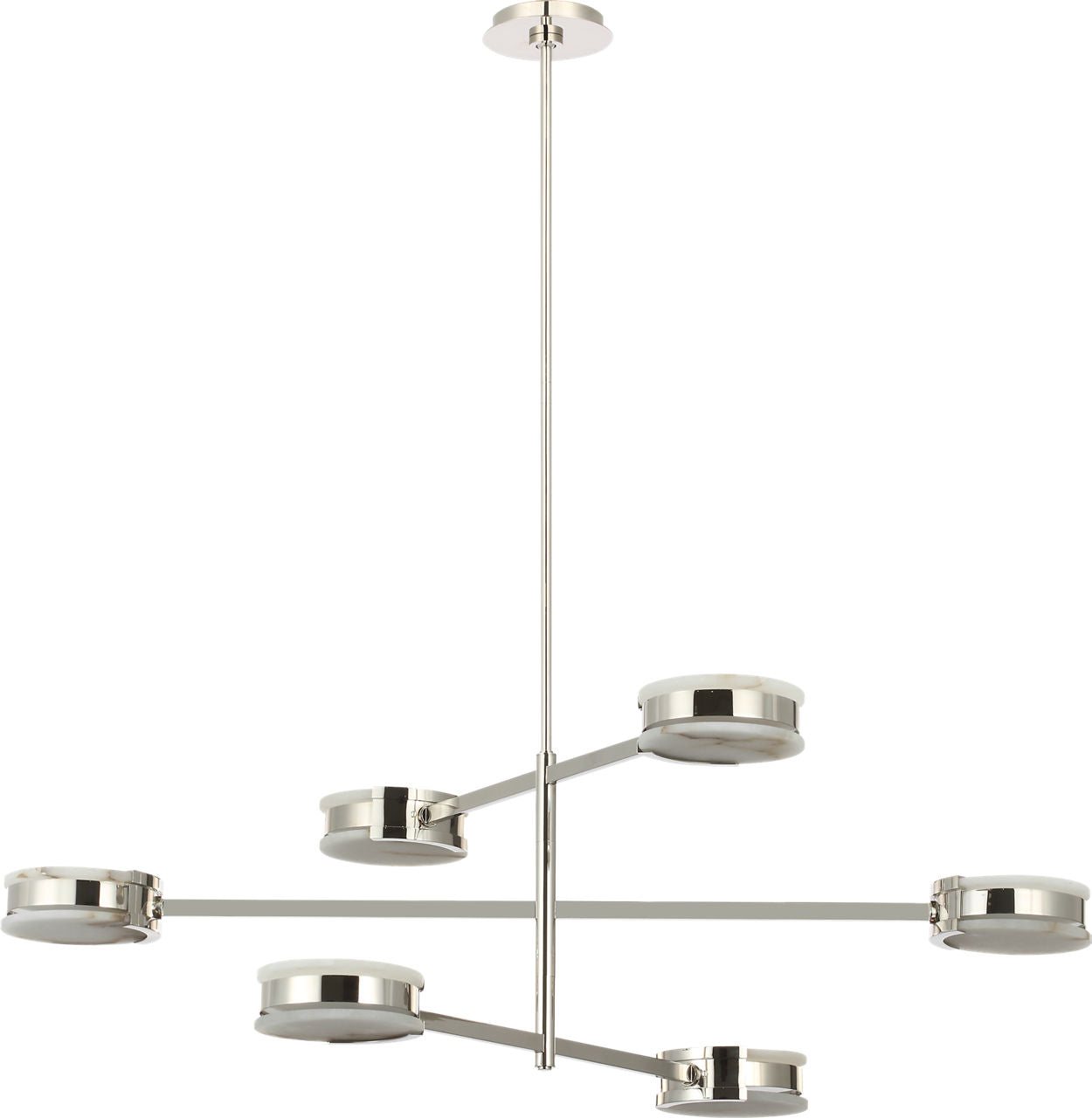 Melange 48" Multi-Positional Chandelier | Polished Nickel | Alabaster