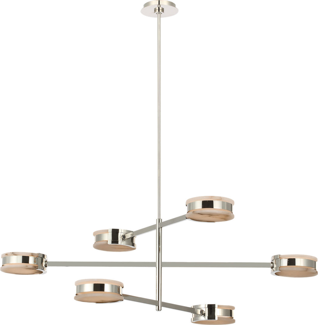 Melange 48" Multi-Positional Chandelier | Polished Nickel | Alabaster