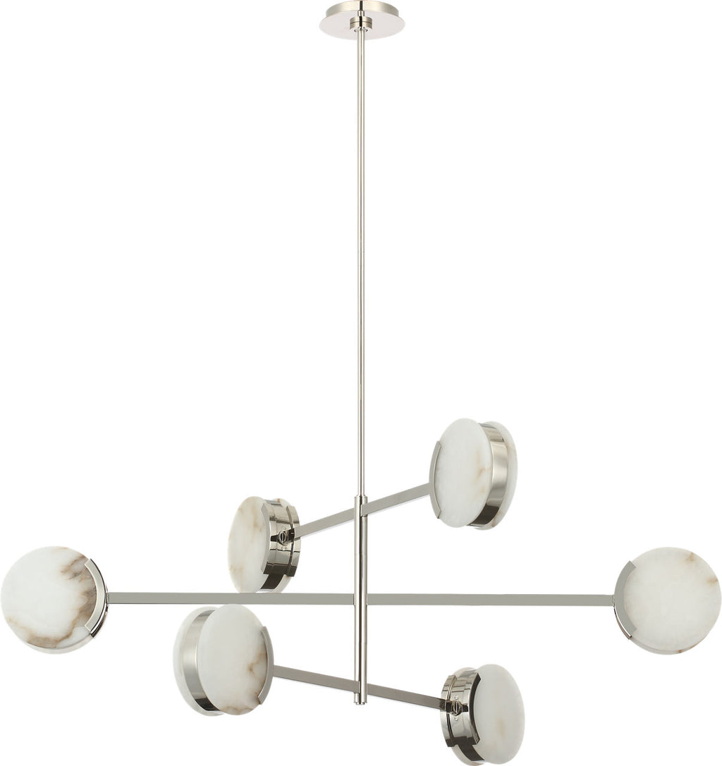 Melange 48" Multi-Positional Chandelier | Polished Nickel | Alabaster