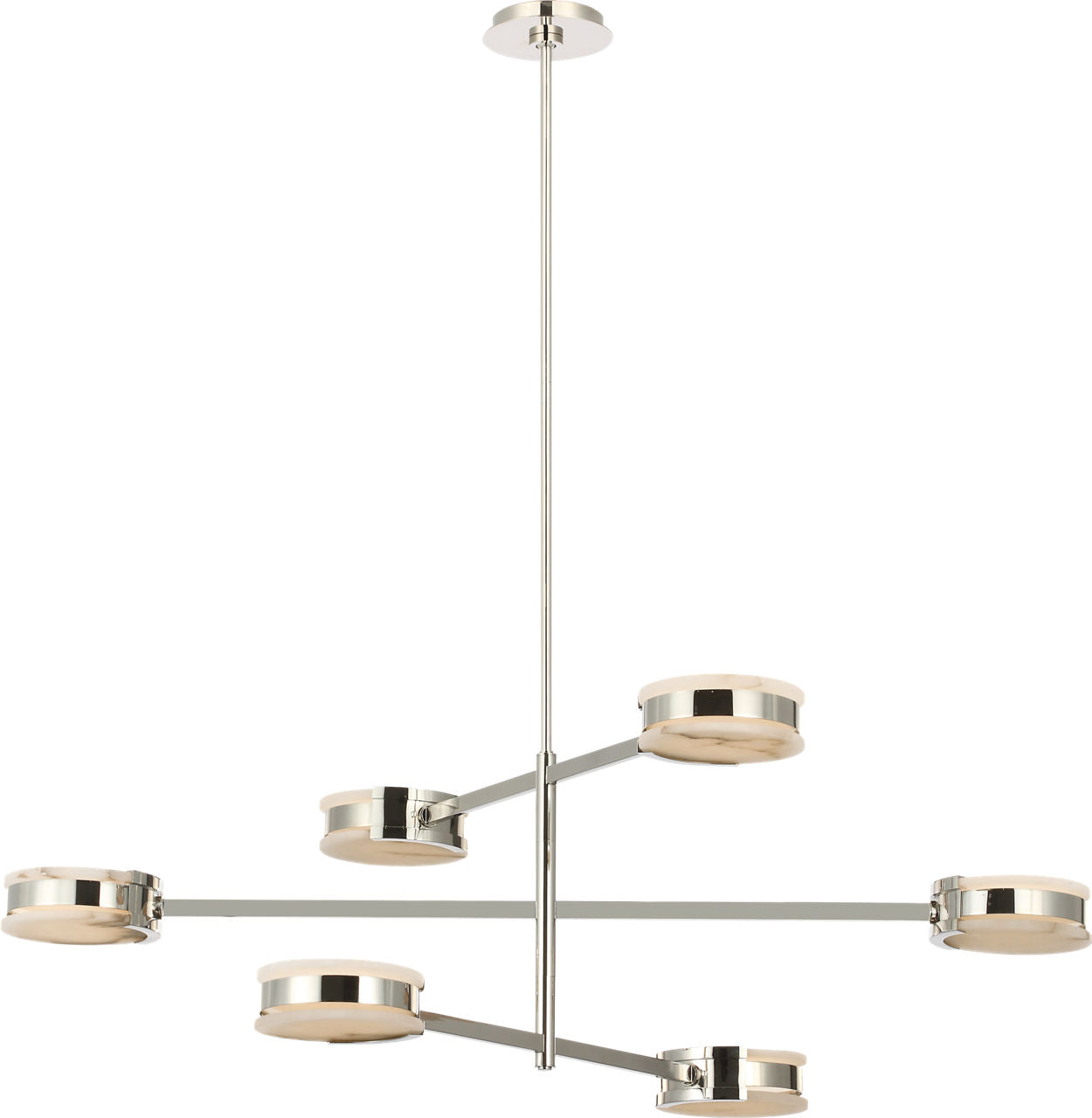 Melange 48" Multi-Positional Chandelier | Polished Nickel | Alabaster