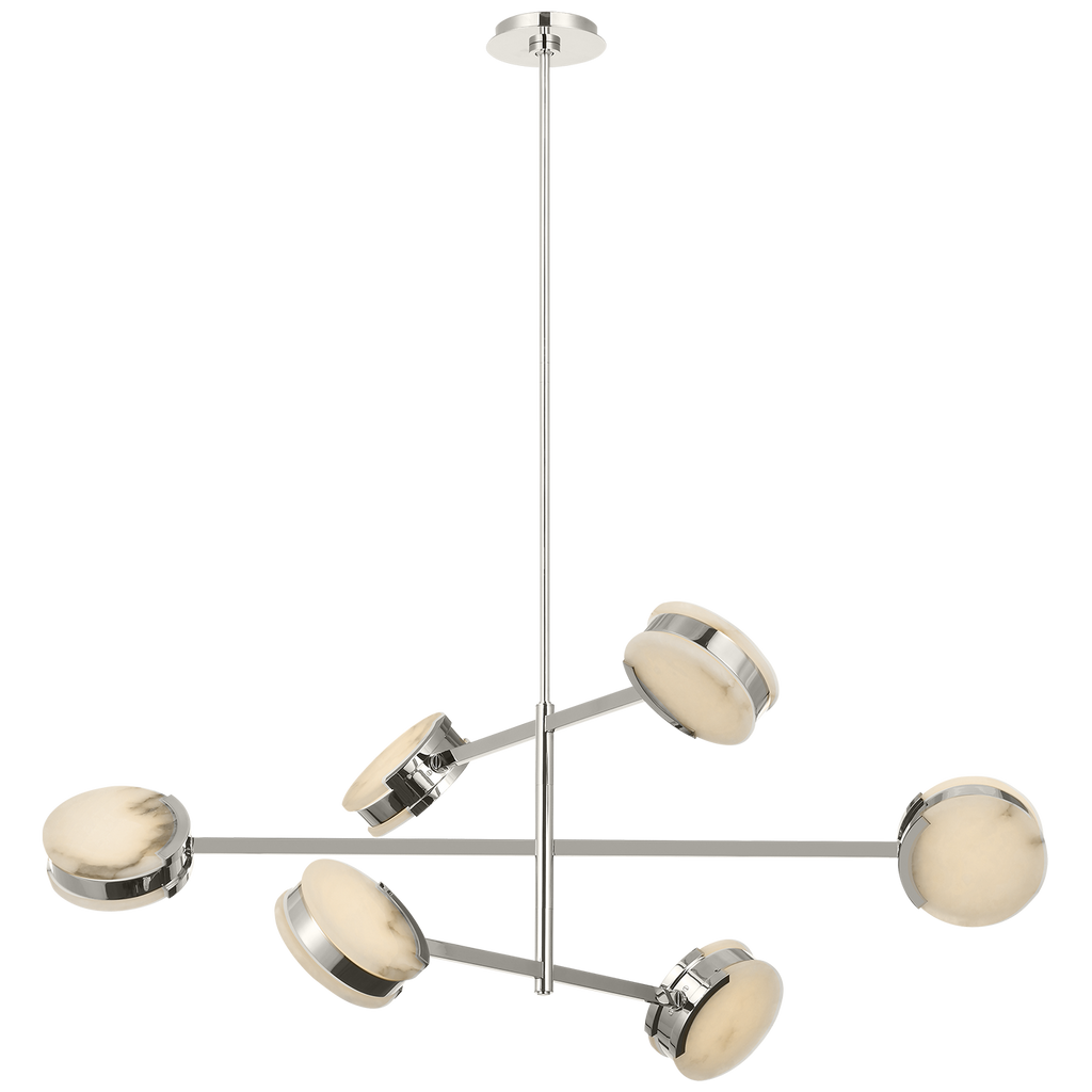 Melange 48" Multi-Positional Chandelier | Polished Nickel | Alabaster