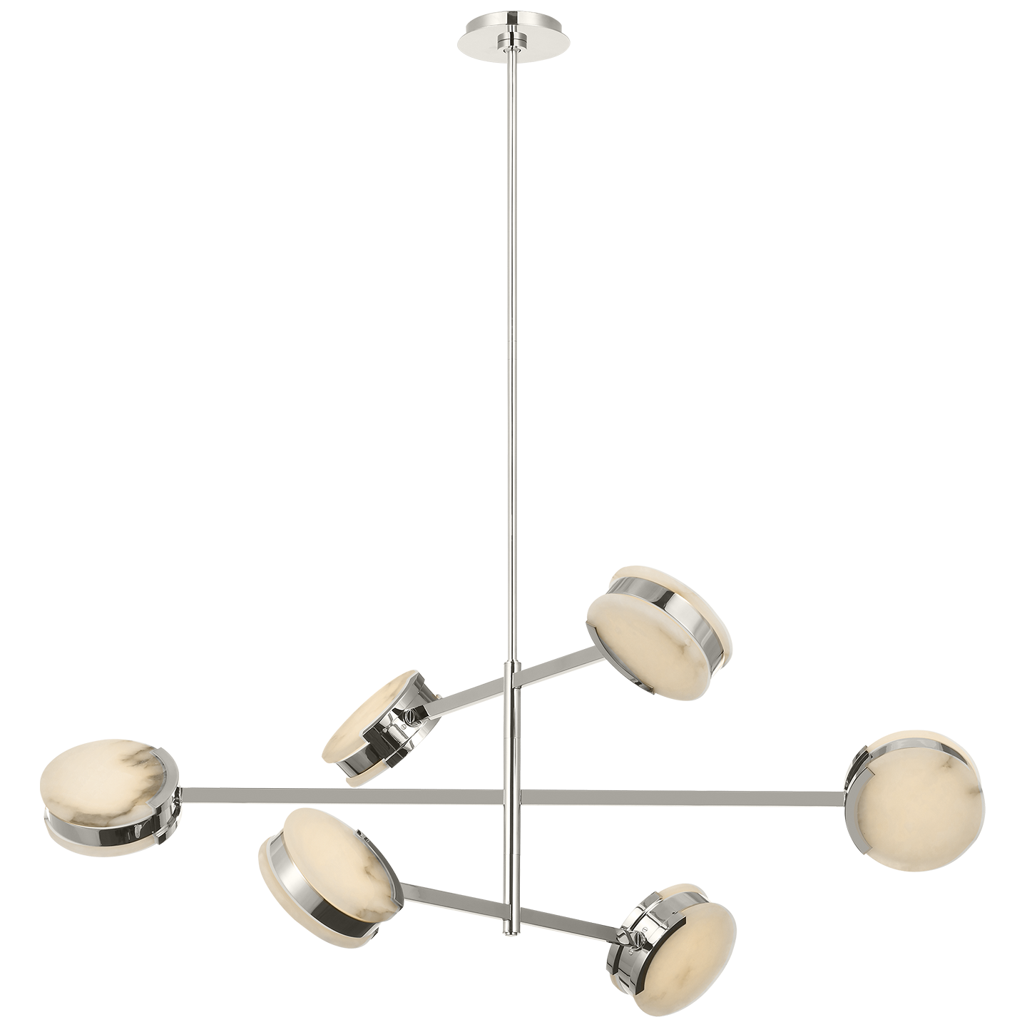 Melange 48" Multi-Positional Chandelier | Polished Nickel | Alabaster