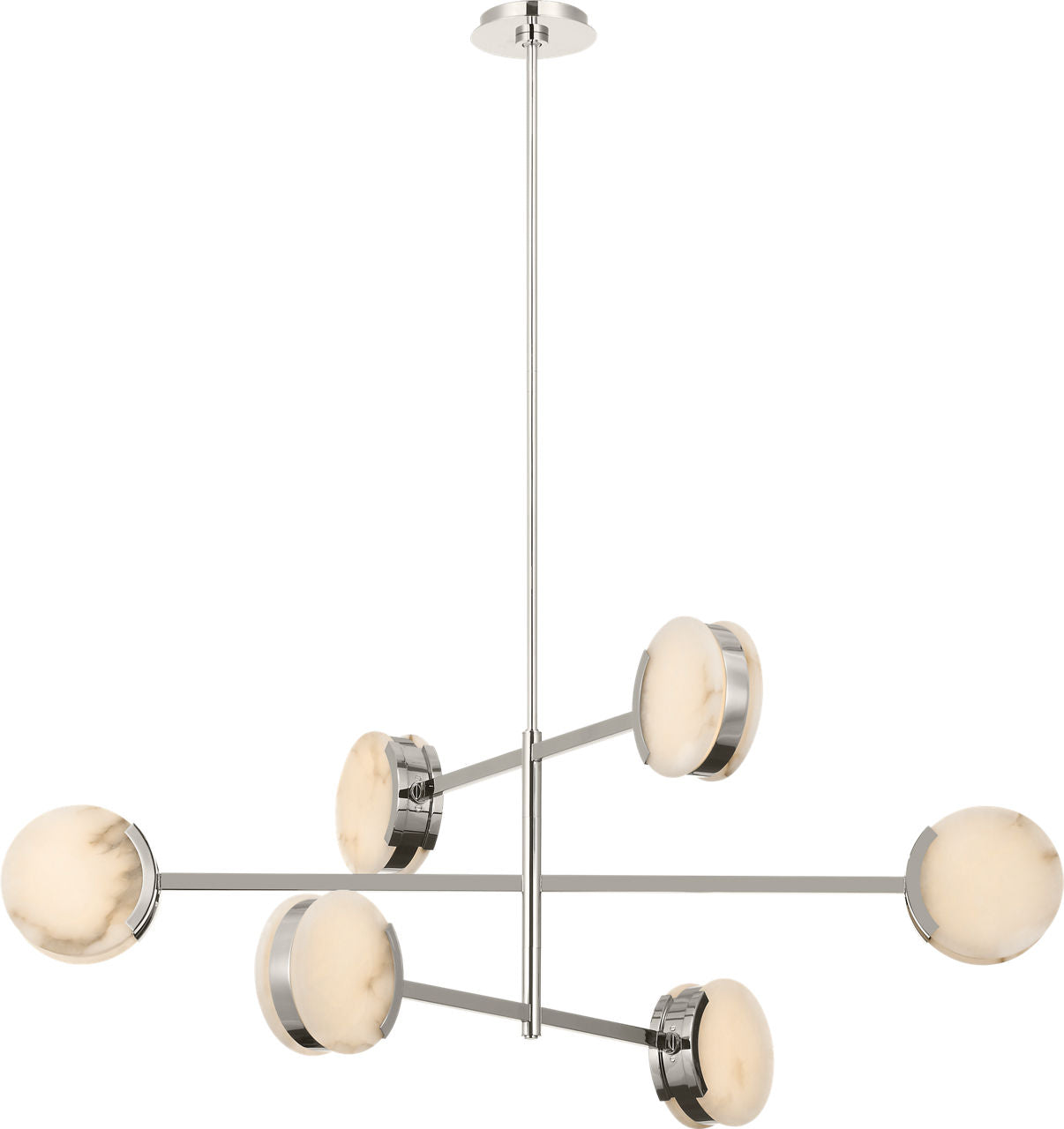 Melange 48" Multi-Positional Chandelier | Polished Nickel | Alabaster