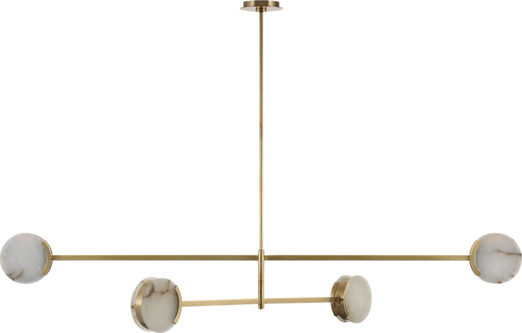 Melange 72" Multi-Positional Chandelier | Antique-Burnished Brass | Alabaster