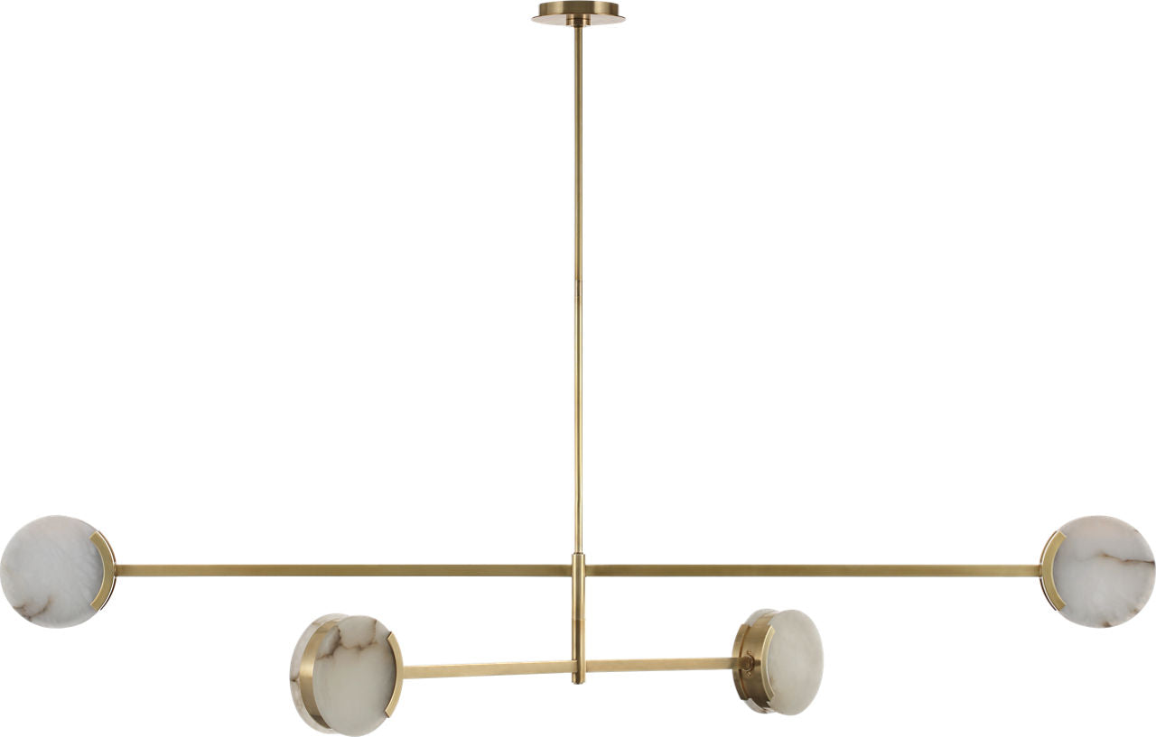Melange 72" Multi-Positional Chandelier | Antique-Burnished Brass | Alabaster
