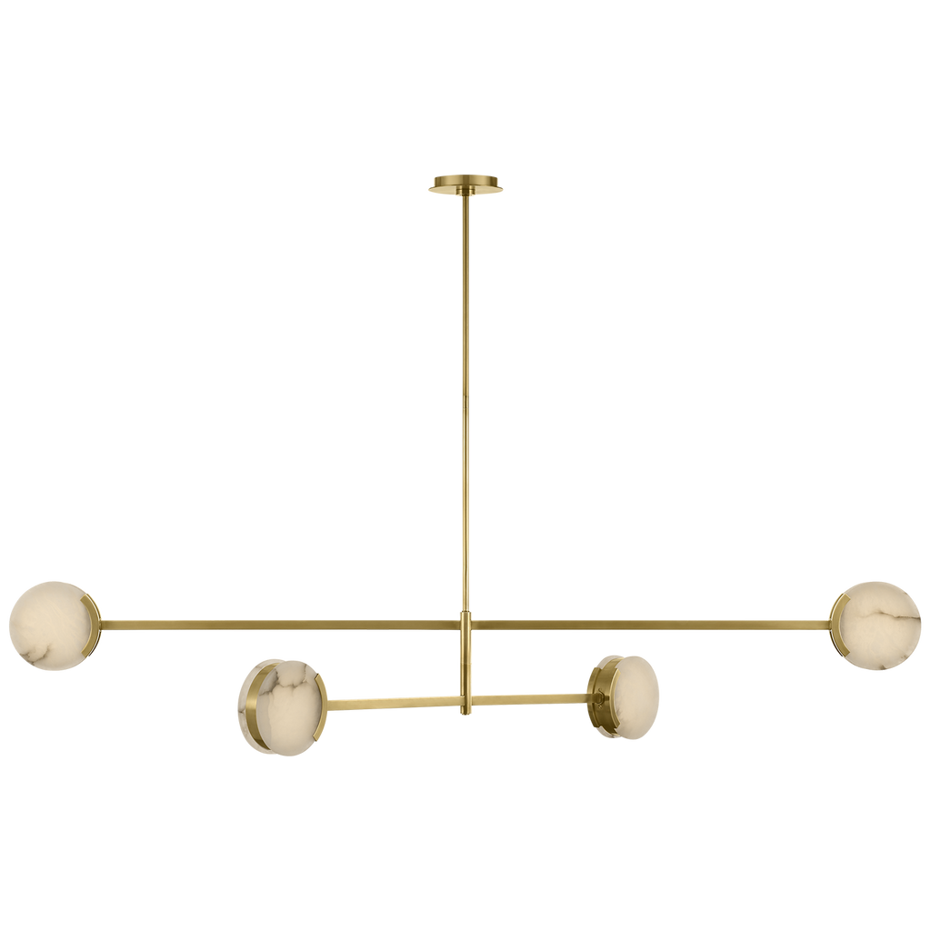 Melange 72" Multi-Positional Chandelier | Antique-Burnished Brass | Alabaster