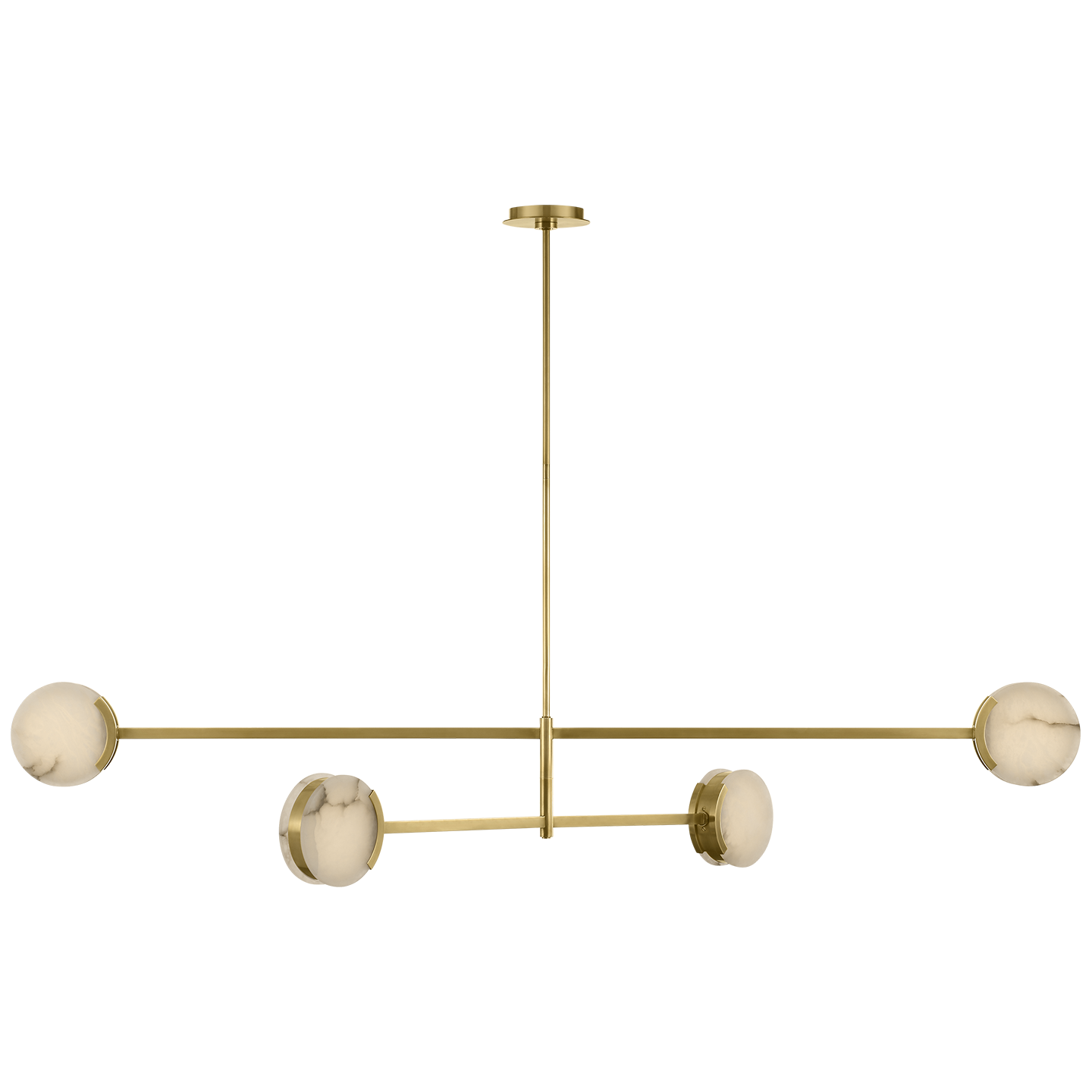 Melange 72" Multi-Positional Chandelier | Antique-Burnished Brass | Alabaster