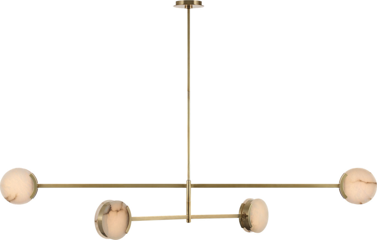 Melange 72" Multi-Positional Chandelier | Antique-Burnished Brass | Alabaster
