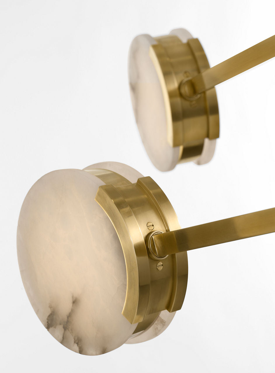 Melange 72" Multi-Positional Chandelier | Antique-Burnished Brass | Alabaster