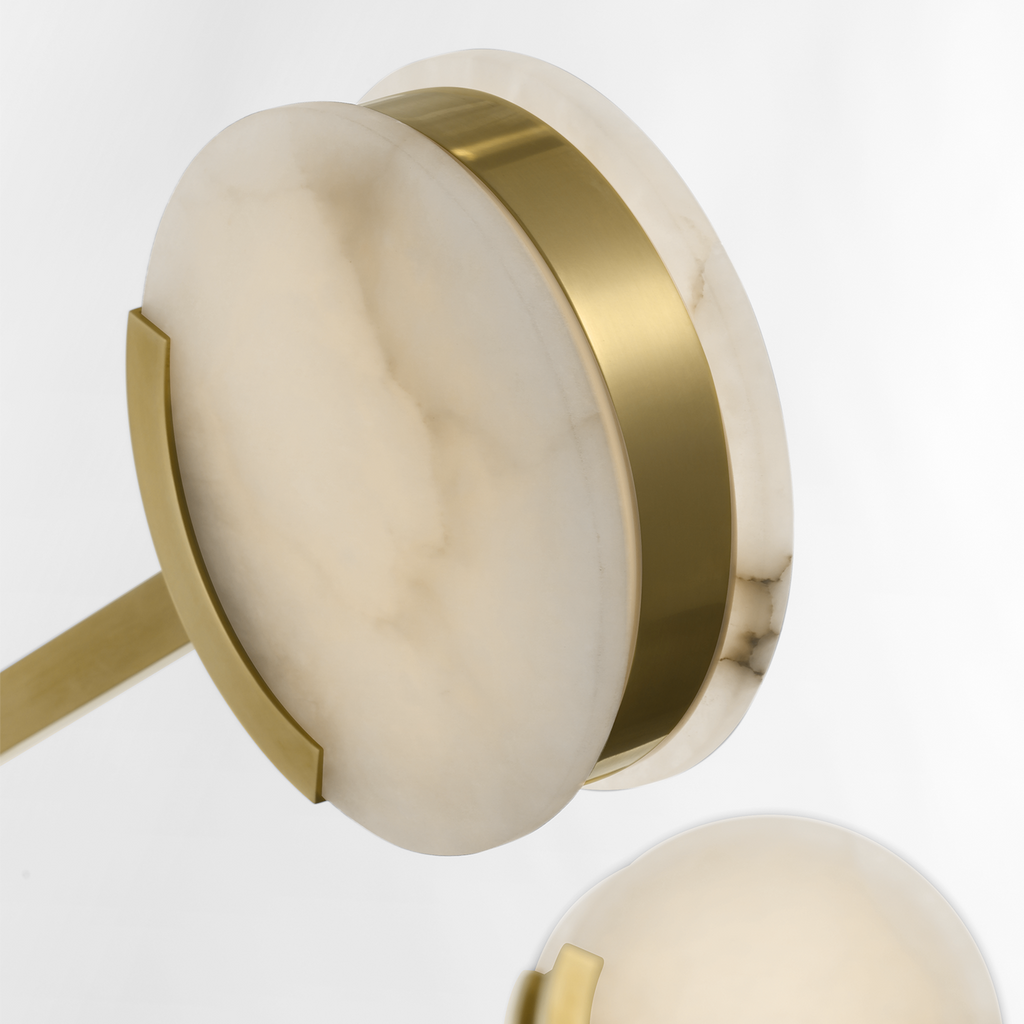Melange 72" Multi-Positional Chandelier | Antique-Burnished Brass | Alabaster