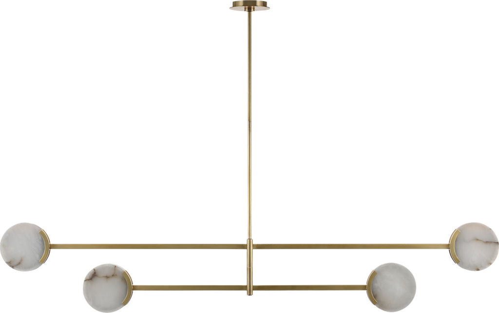 Melange 72" Multi-Positional Chandelier | Antique-Burnished Brass | Alabaster