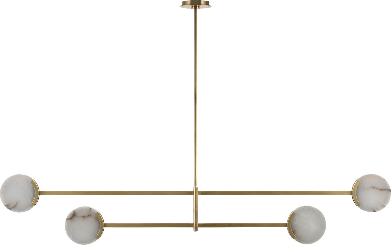 Melange 72" Multi-Positional Chandelier | Antique-Burnished Brass | Alabaster