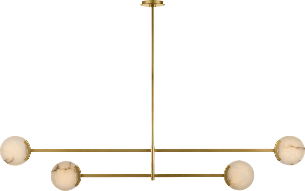 Melange 72" Multi-Positional Chandelier | Antique-Burnished Brass | Alabaster