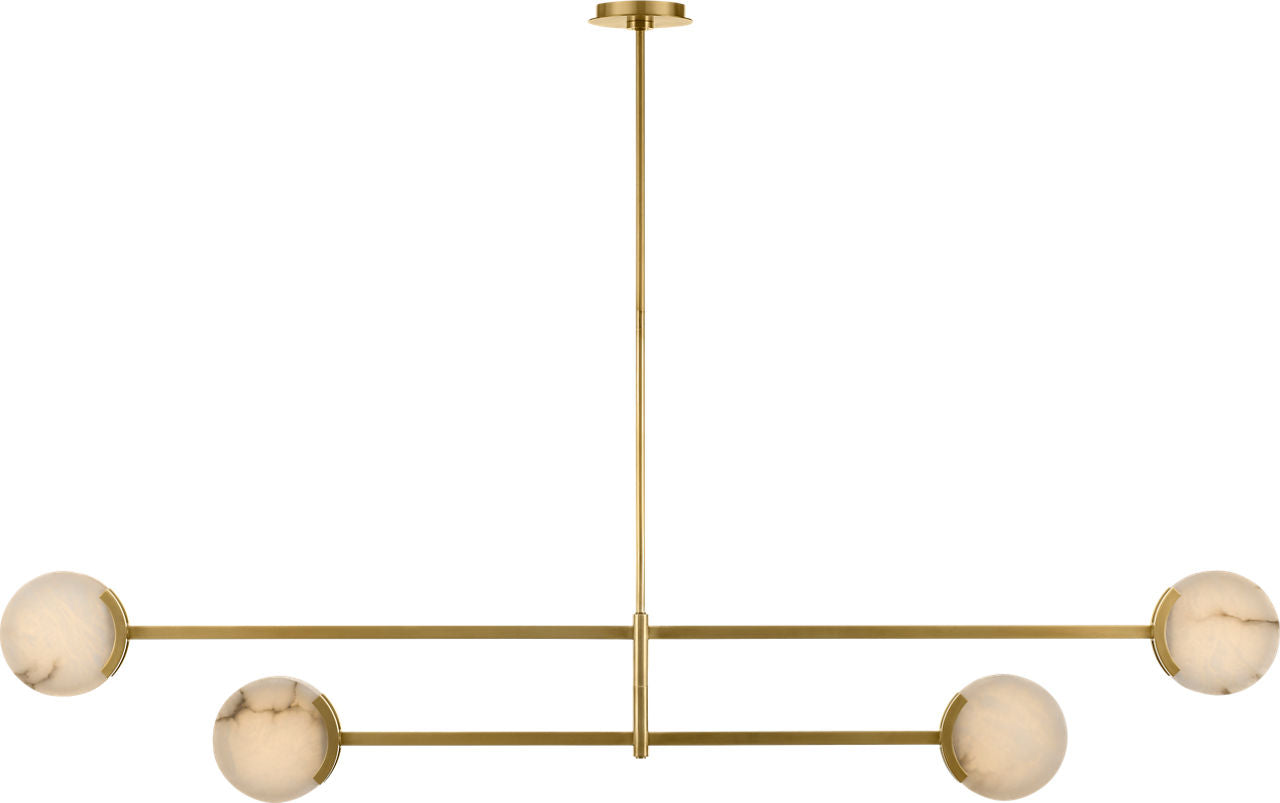 Melange 72" Multi-Positional Chandelier | Antique-Burnished Brass | Alabaster