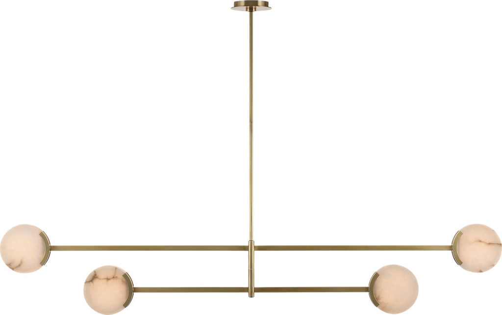 Melange 72" Multi-Positional Chandelier | Antique-Burnished Brass | Alabaster