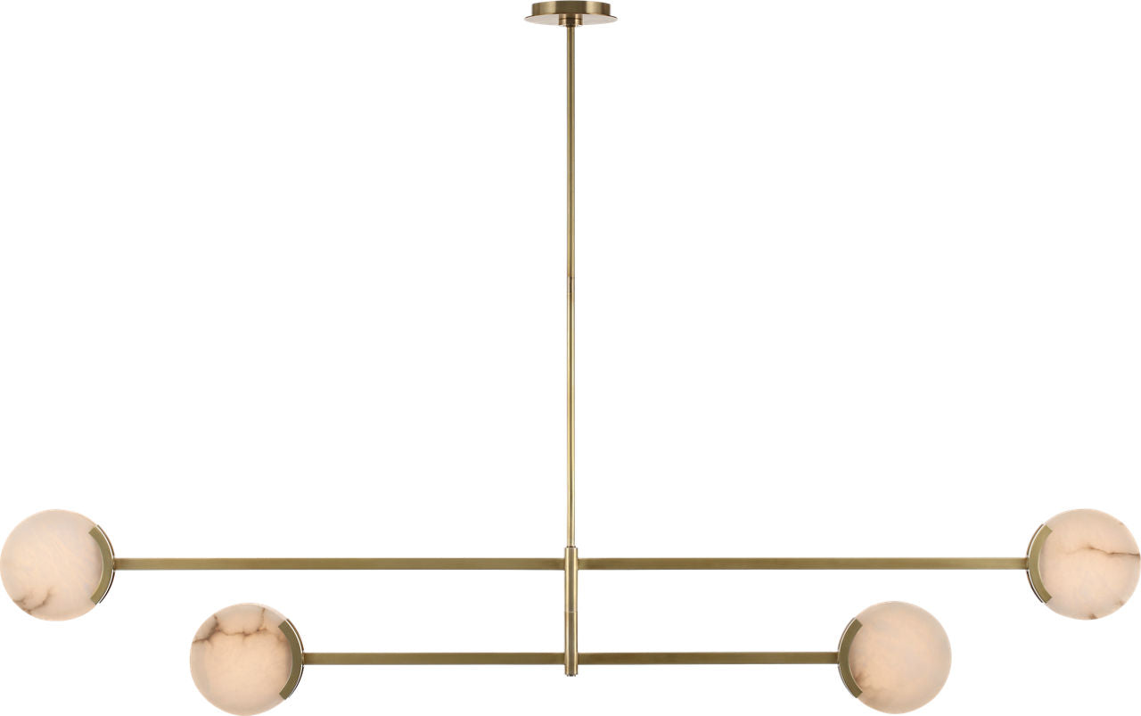 Melange 72" Multi-Positional Chandelier | Antique-Burnished Brass | Alabaster