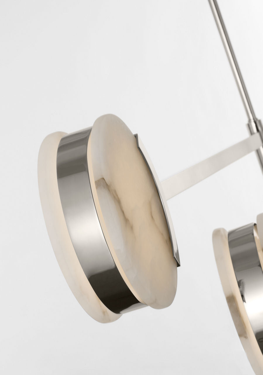 Melange 72" Multi-Positional Chandelier | Polished Nickel | Alabaster