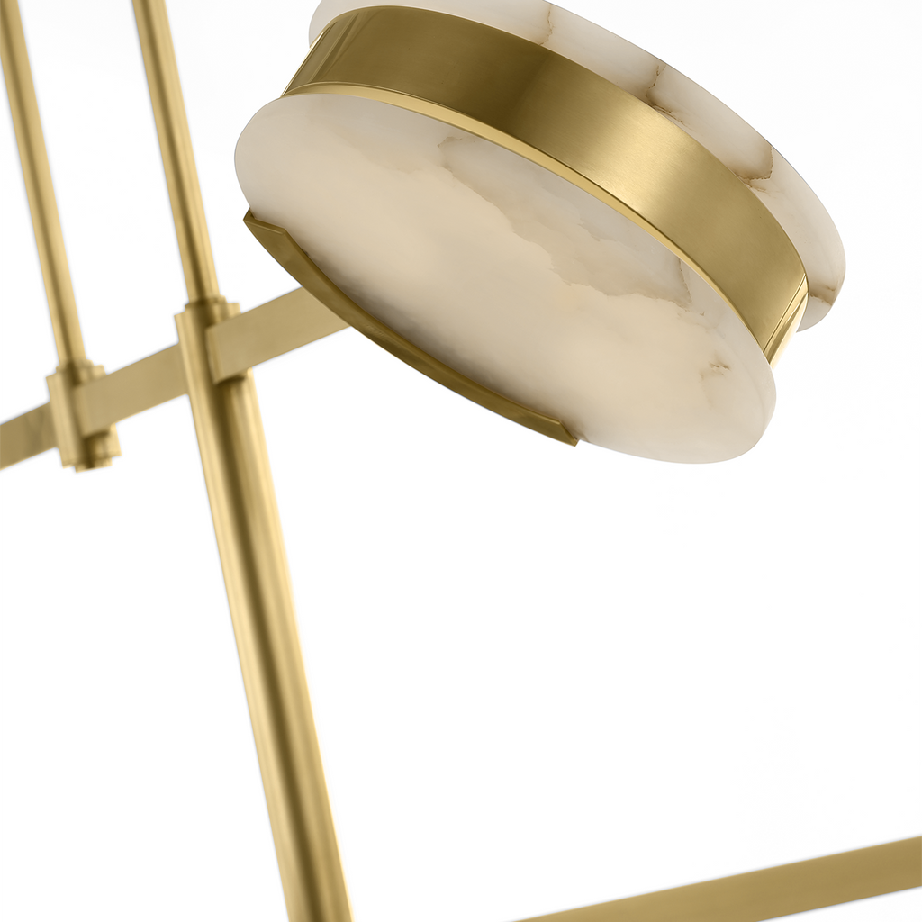 Melange 54" Multi-Positional Chandelier | Antique-Burnished Brass | Alabaster