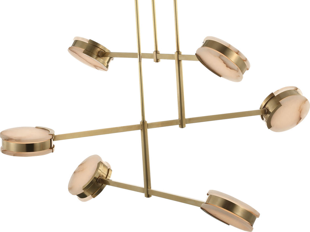 Melange 54" Multi-Positional Chandelier | Antique-Burnished Brass | Alabaster