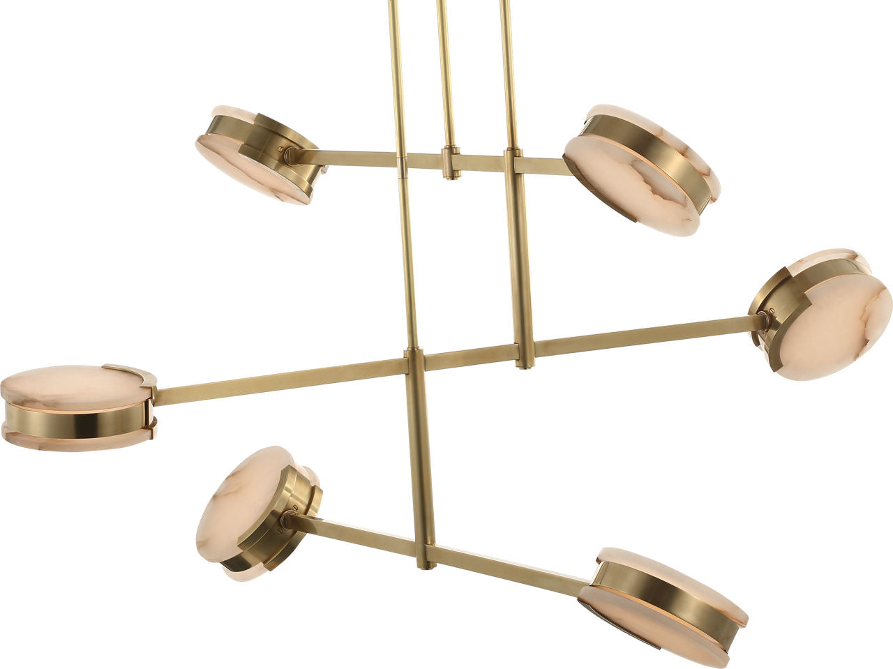Melange 54" Multi-Positional Chandelier | Antique-Burnished Brass | Alabaster