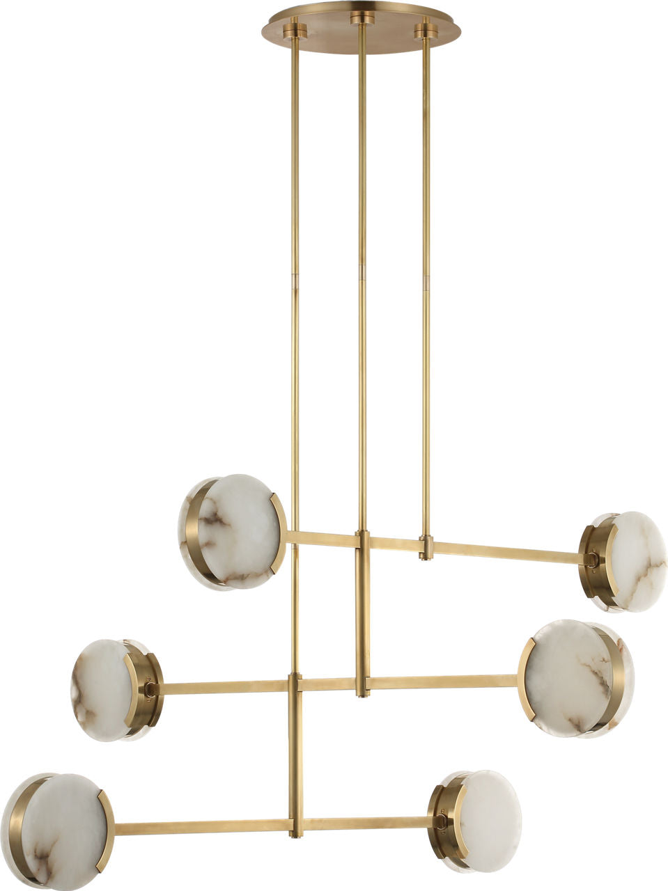 Melange 54" Multi-Positional Chandelier | Antique-Burnished Brass | Alabaster